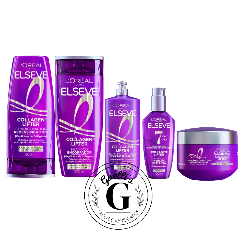 Kit Elseve Collagen Lifter ( Peptideos  de Colageno ) - Sh + Cond 200ml + Cr Pent + Cr Tra...