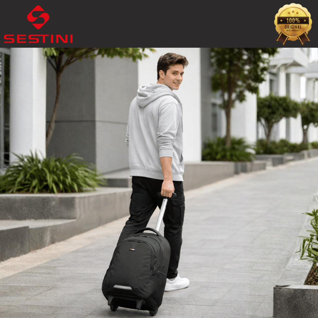 Mochila Carrinho Notebook Connect 15,6 Reforçada Executiva Grande Espaçosa Unissex Sestini Original