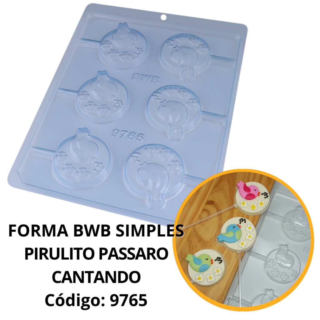 1~10 FORMA SIMPLES PIRULITO PÁSSARO CANTANDO CÓD.:9765 - D7 EM ACETATO BWB PARA BOMBOM DOCES DE CHOCOLATE E CONFEITARIA. em Oferta na Shopee