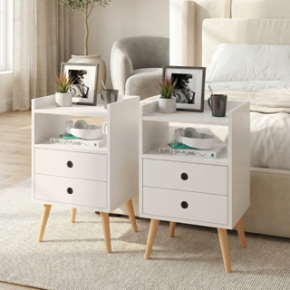 Kit 2 Mesas de Cabeceira Mesinhas Quarto Com Nicho e Gavetas Retrô Dream Plus - Lojas RPM em Oferta na Shopee