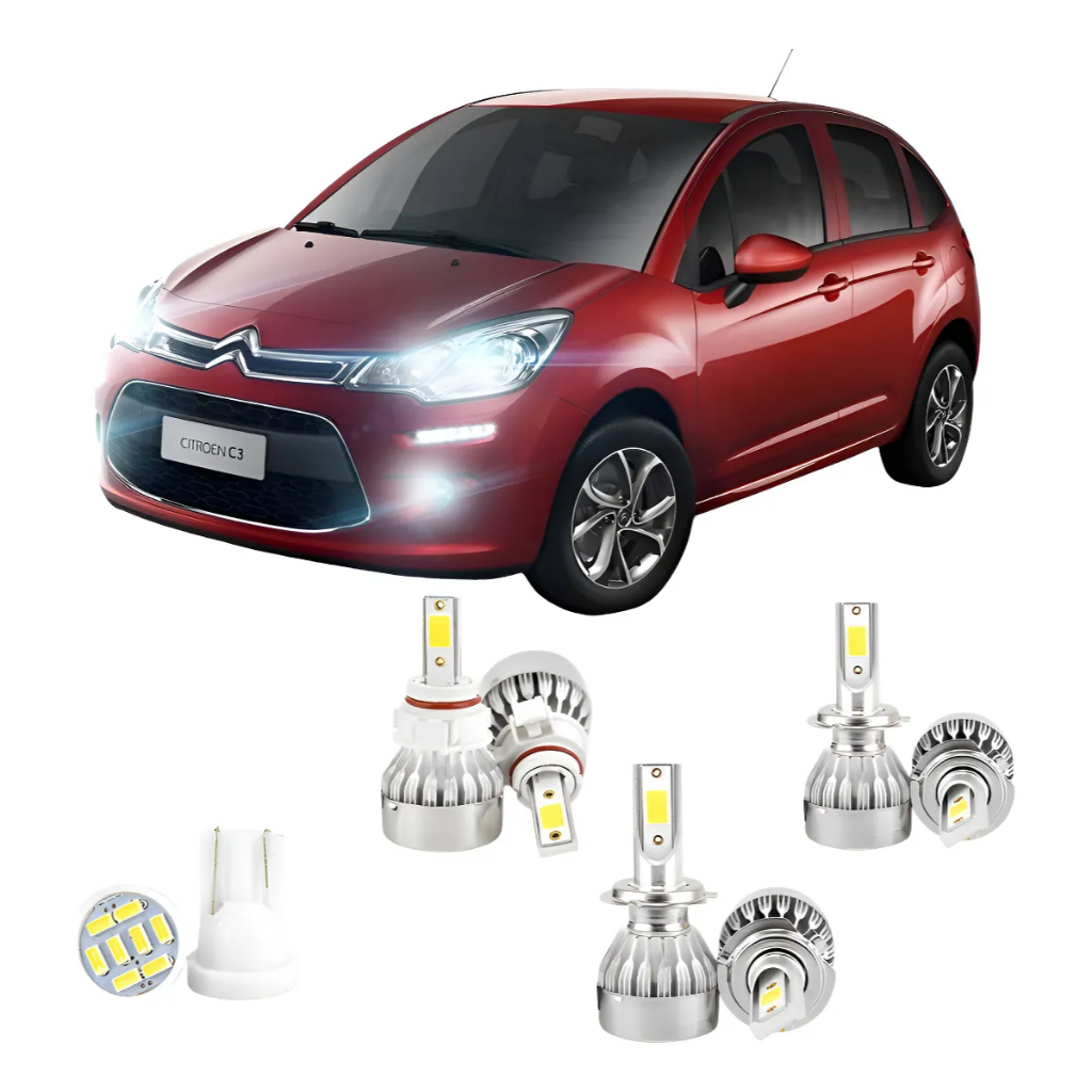 Lampadas Led Citroen C3 2013 A 2016 H16 H7 H7 20000lm em Oferta na Shopee