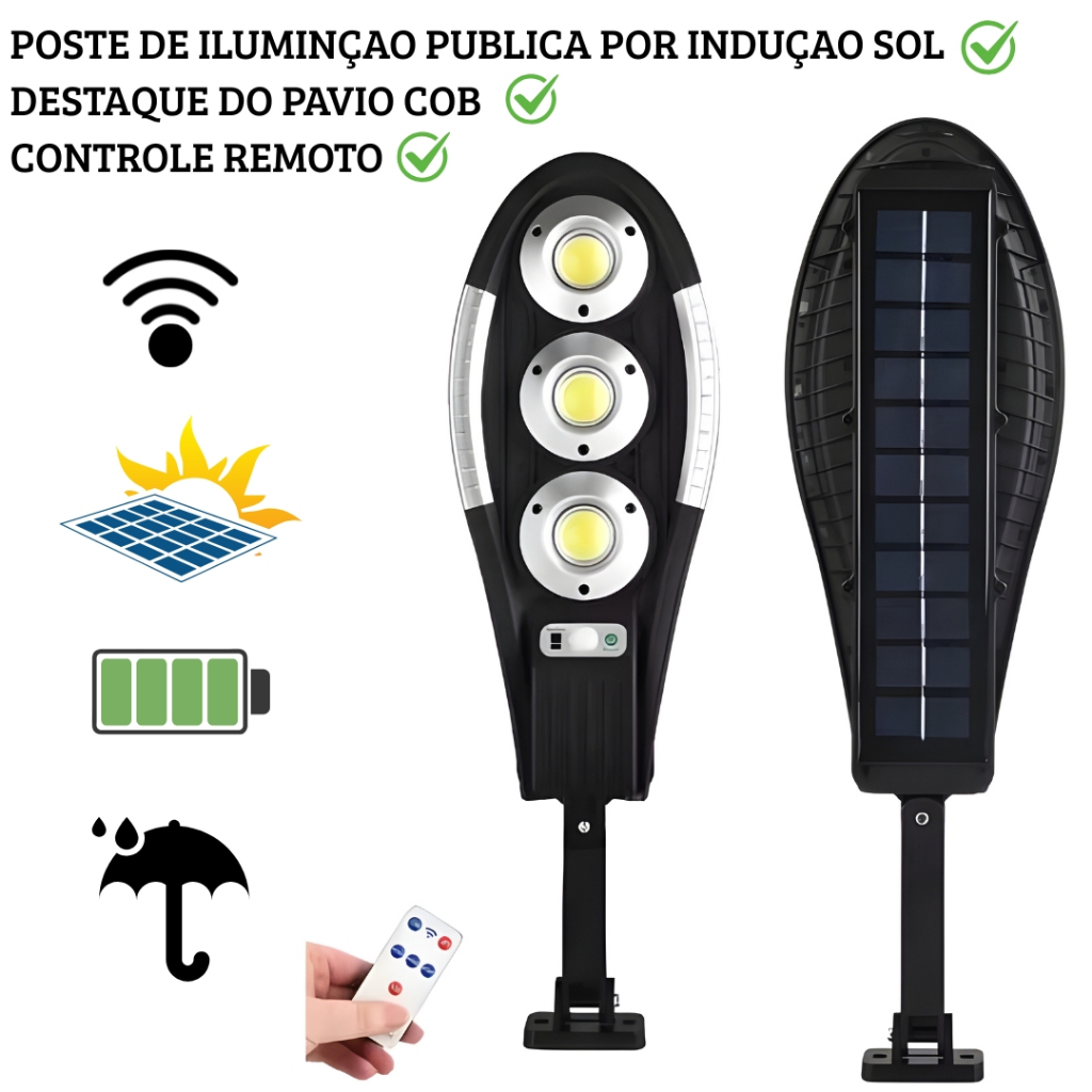 Lampada Solar de Rua Taman 21W LED Controle Remoto À Prova D'água Indução Automática Com 3 Modos em Oferta na Shopee