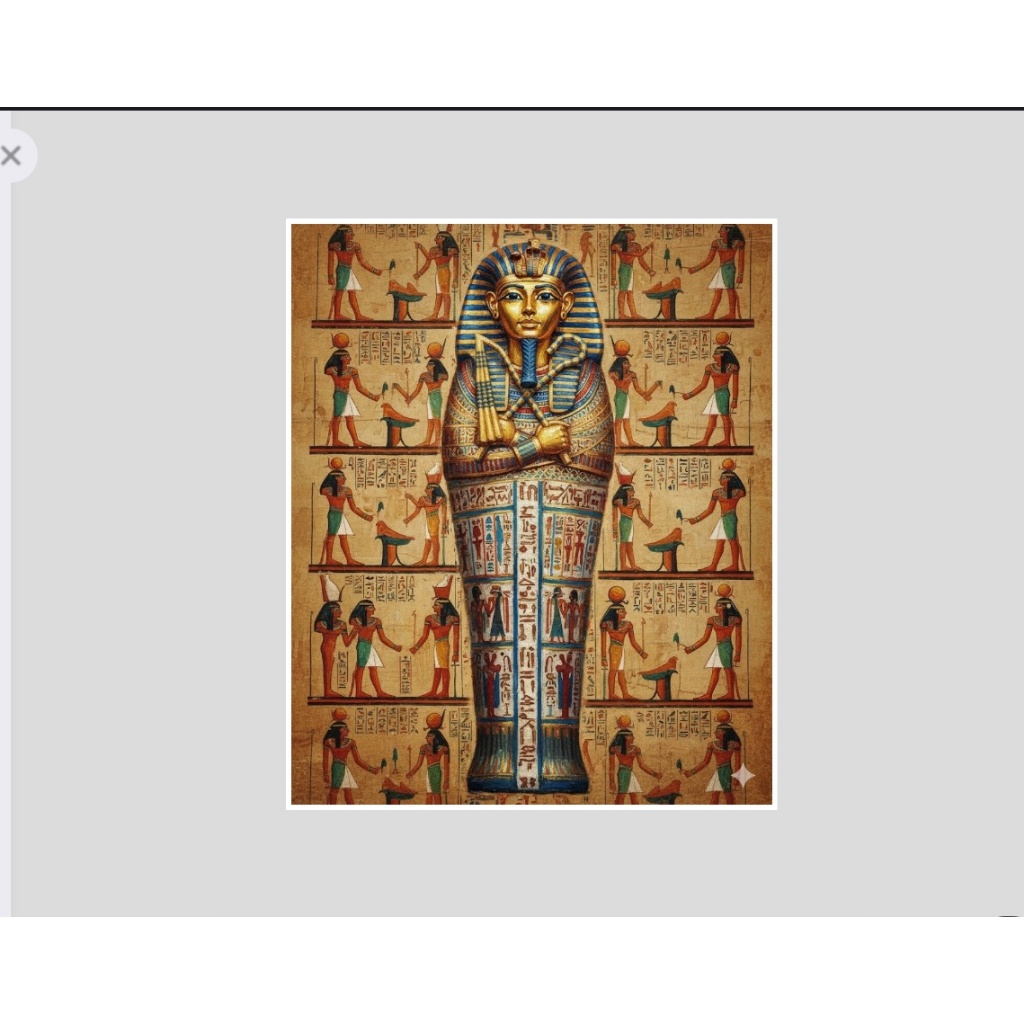 Quadro Sarcófago Faráo Tutankhamon Egito Papiro Cairo