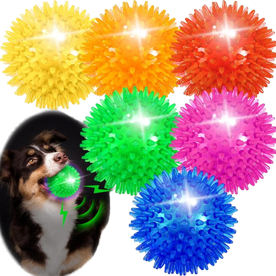 Bola Bolinha De Borracha Pisca Luz De Led Com Som para cães cachorros gatos Pets