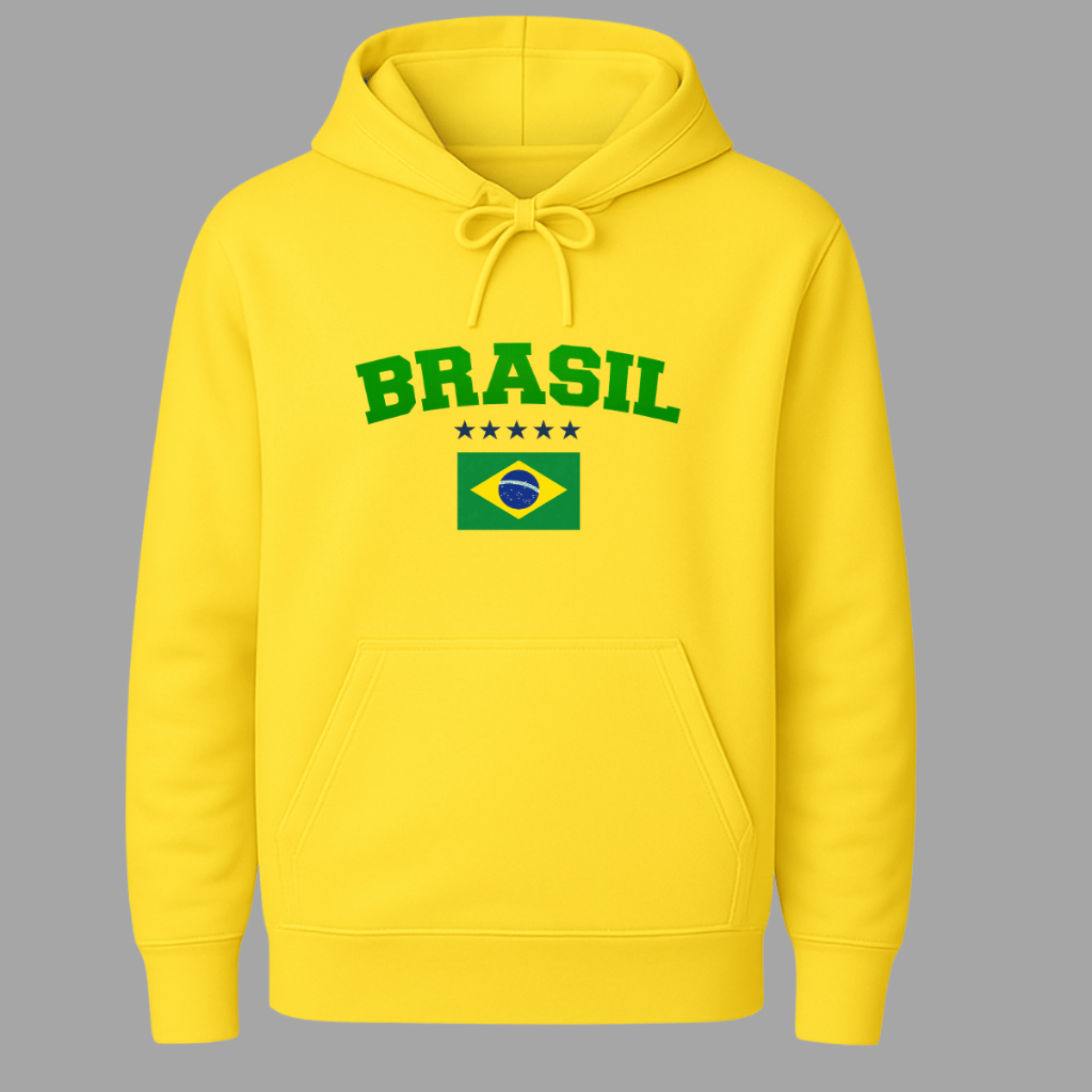 Casaco Moletom Infantil Flanelado Blusa de Frio Brasil Futebol Torcedor Copa do Mundo
