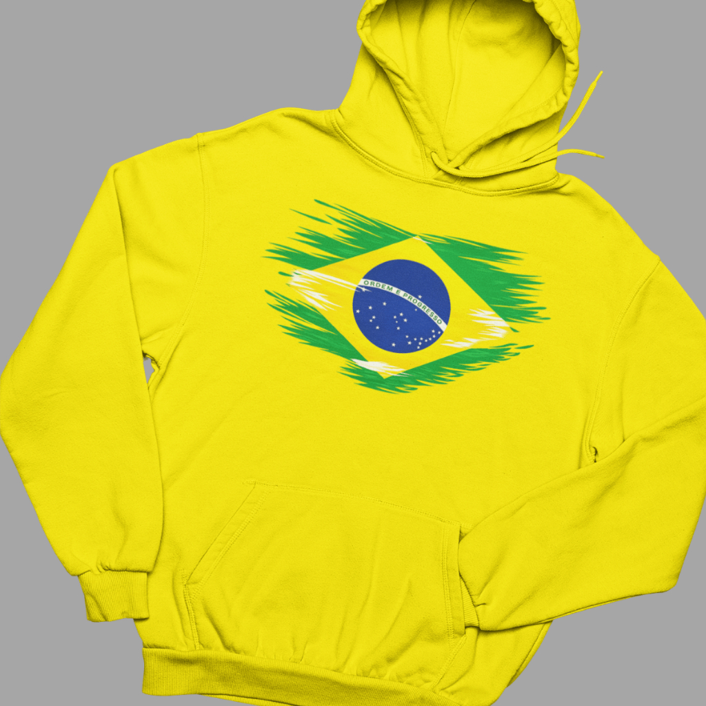Blusa Moletom Flanelado Quentinho Bandeira do Brasil Jogos Copa do Mundo Futebol