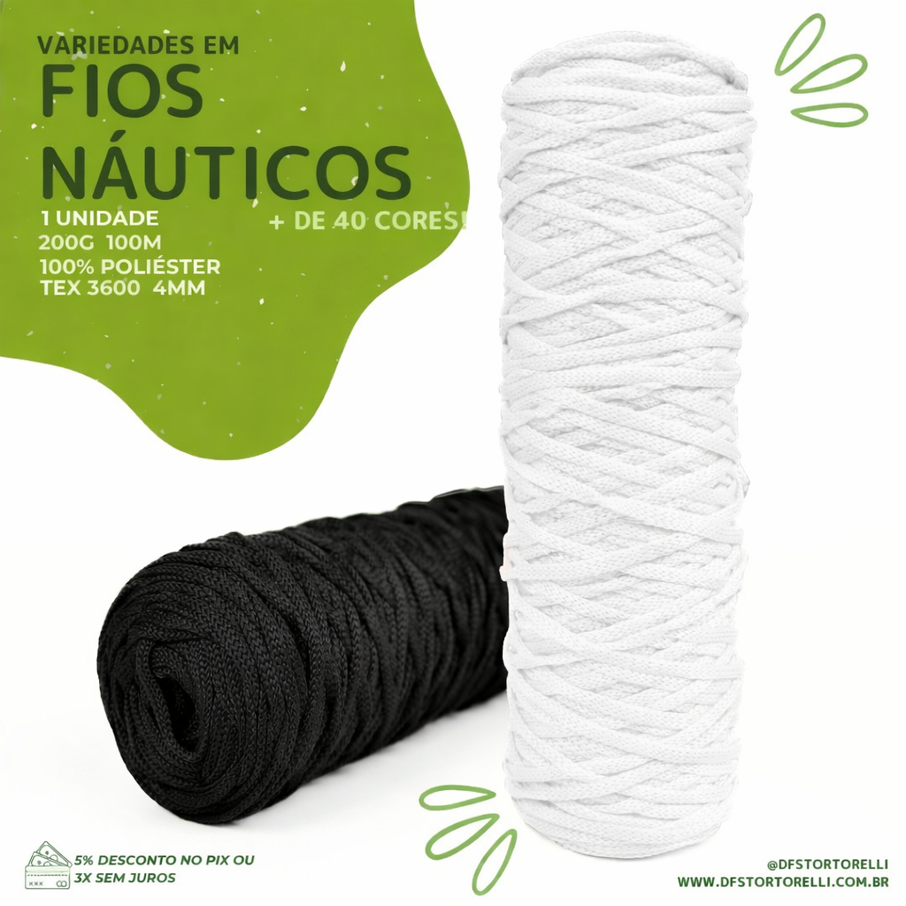 Fio Náutico DFStortorelli 4mm 200g Cordão Macramê/bolsa, Crochê e Tricô 100m Colorido 100% poliéster em Oferta na Shopee