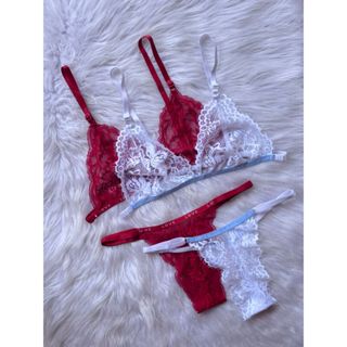 Toccare Lingerie de Renda Conjunto Sutiã Sem Bojo Sem Metal Regulável + Calcinha String em Oferta na Shopee