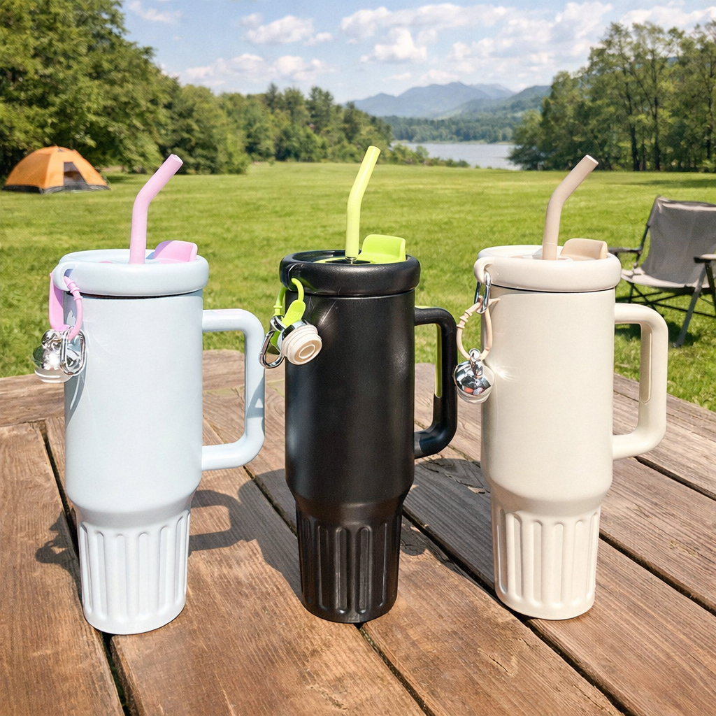 Copo Chaveiro Garrafa Térmica de água 1200 ml Inoxidável com Tampa e Canudo Inox Sem Marca