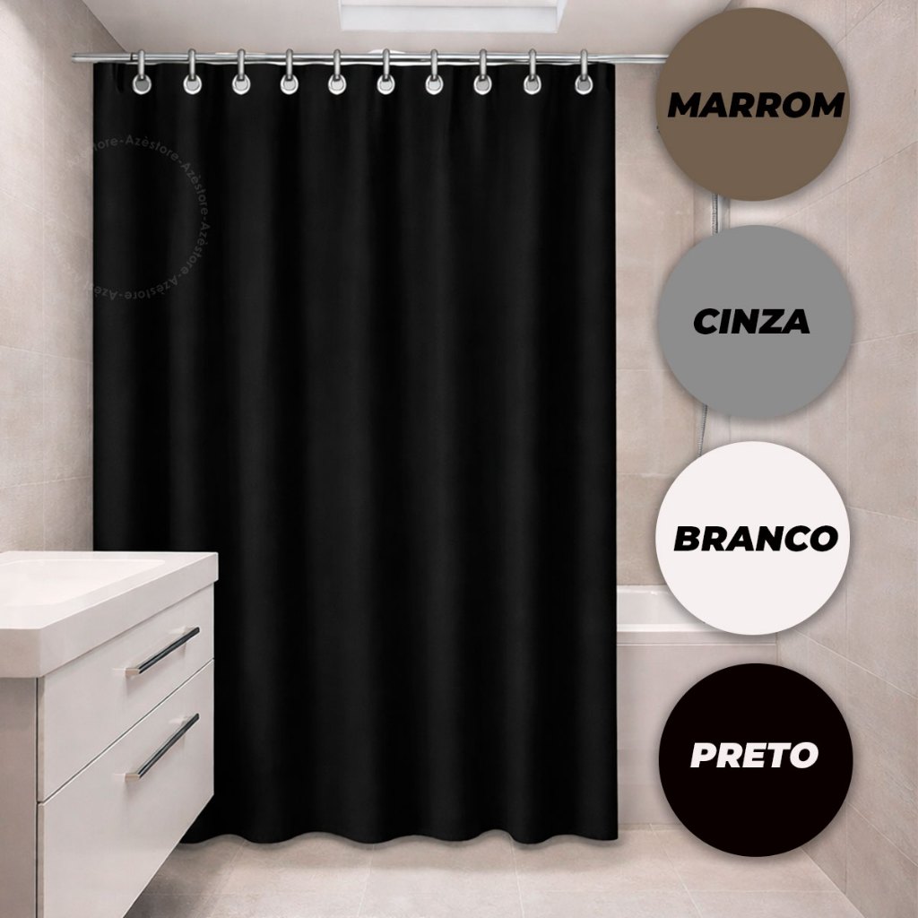 Cortina De Box Banheiro Vinil Resistente Sem Visor Impermeável Antimofo 1,38m X 1,98m em Oferta na Shopee