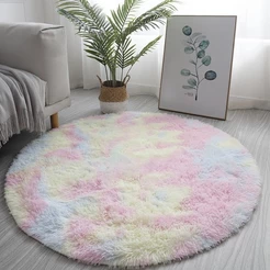 Tapete Redondo Peludo Felpudo 1,30 m Várias Cores - Excelente