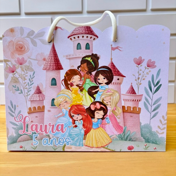 10 Sacolinha Princesas Personalizado - Sacolinha - Lembrancinha - Mimos - Aniversário Princesas