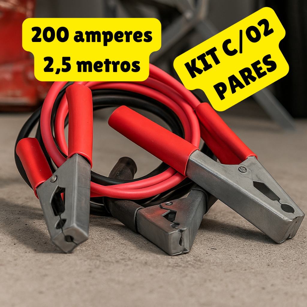 KIT 02 Pares Cabo de Transferência Para Chupeta Carga de Bateria Para Carro Veículos Com 2,5m 200amp 12V