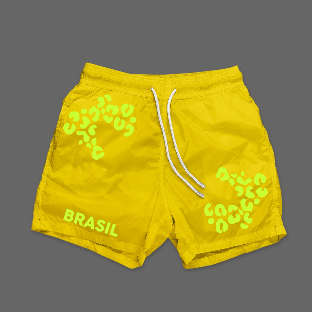 Shorts Tactel com Bolso e Cordão Brasil País Copa do Mundo 2026 Seleção Hexa Unissex