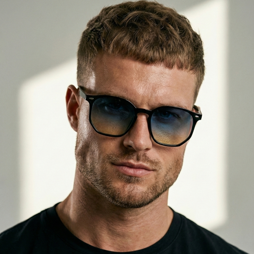 Oculos de Sol Hexagonal Azul Degrade Premium Original Colorido Blogueira uv400 Feminino Masculino em Oferta na Shopee