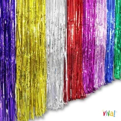 Kit de Cortinas Metalizada 2x1m Decoração de Festas Fundos Painéis Fotográficos 1, 2, 3, 4 Unidades