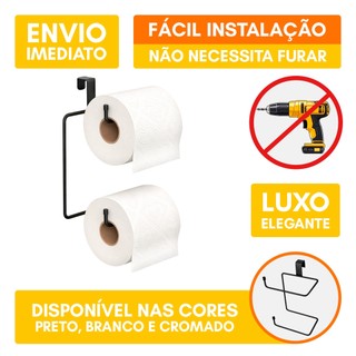 Suporte Duplo Porta Papel Higiênico Sem Furo Encaixe Caixa Acoplada Resistente Papeleira …