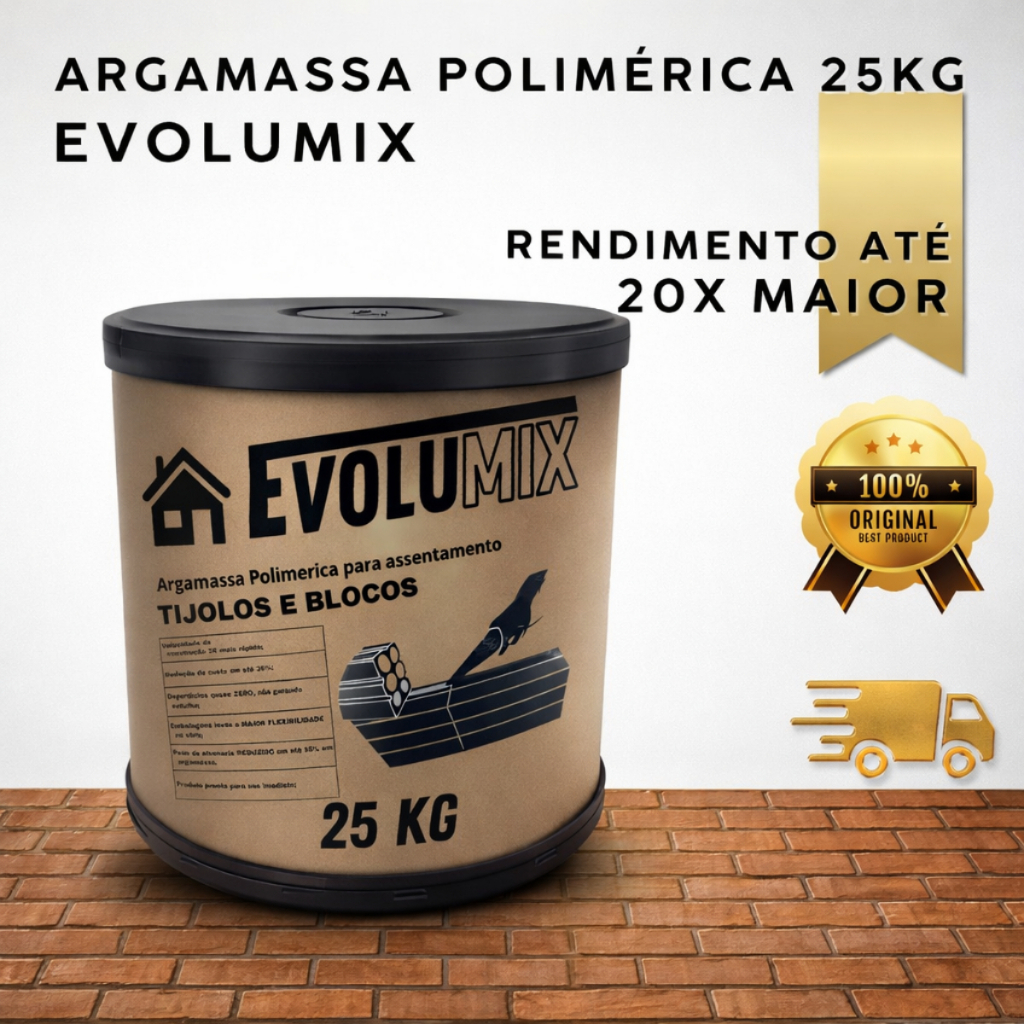 Argamassa Polimérica Profissional Evolumix 25kg Alto Desempenho Fixação Forte Impermeável Oferta