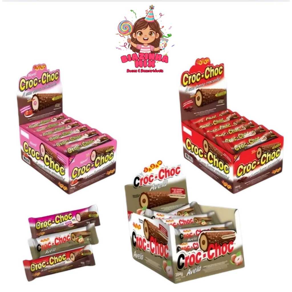 Croc Choc Original Chocolate Crocante 16g / Caixa Fechada / 24, 48, 72 Unidades / Atacado