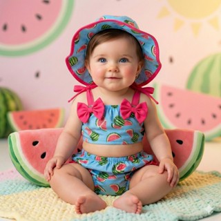 Conjunto Banho De Sol Frutinhas Frutas Praia Bebê Bunda Rica Cropped + Chapéu + Calcinha Biquini em Oferta na Shopee