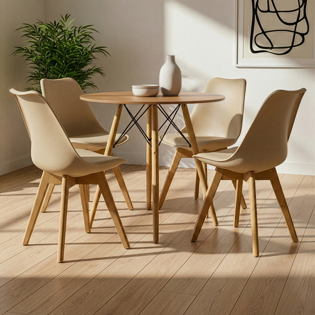 Mesa Eiffel de Jantar 70cm com 4 Cadeiras Leda Siena