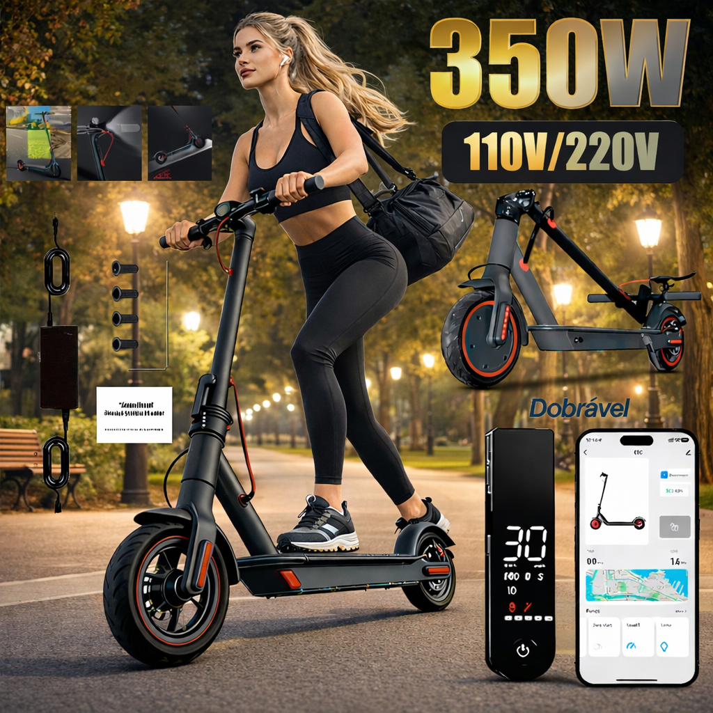 Patinete Elétrico 30km Alumínio Dobrável Scooter Elétrica