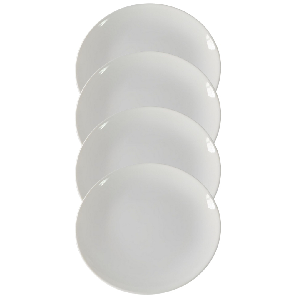 Kit 4 Pratos Rasos Redondos Branco Melamina Leves Premium 25,5cm Uso Self Service - Bestfer