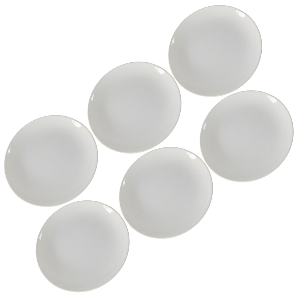 Kit 6 Pratos Rasos Branco Liso Redondo Melamina Resistente Premium 25,5cm Ideal Self Service Bestfer