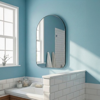 Espelho Pinterest Orgânico Decorativo Grande 64x44cm Borda em Couro 3cm - Mod. Capela em Oferta na Shopee