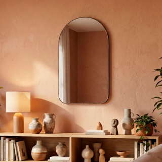 Espelho Pinterest Grande Orgânico Borda Couro 3cm Decorativo Sala Quarto 44x64cm Mod. Capela em Oferta na Shopee