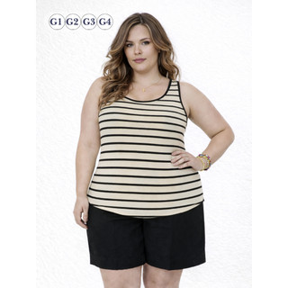 Regata Plus Size Feminina Tapa Bumbum Academia Listrada G1 ao G4 Tamanho Grande Verão