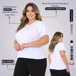 Blusa Feminina Plus Size Verao Camisa Soltinha Lisa Basica Ano Novo Fresquinha