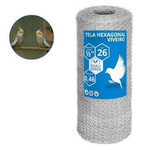 Arame Tela Viveiro Fio 26 0,60x15 Metros Hexagonal Viveiro, Pássaros, Aves e Hortas