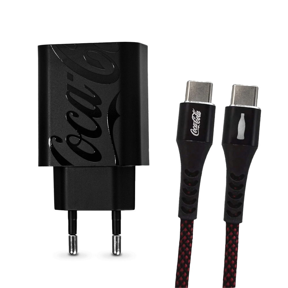 Kit de Carregamento Turbo USB-C 30W Preto | Coca-Cola em Oferta na Shopee