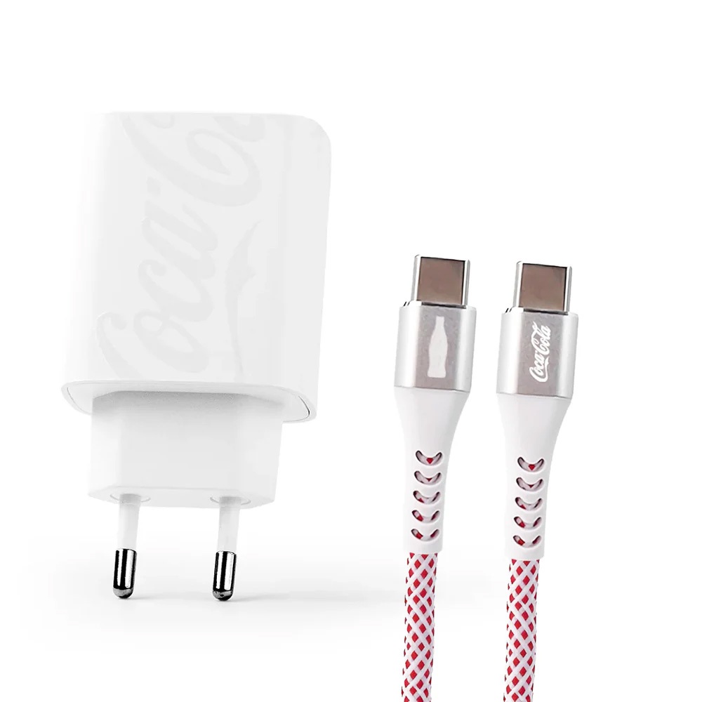 Kit de Carregamento Turbo USB-C 30W Branco | Coca-Cola em Oferta na Shopee