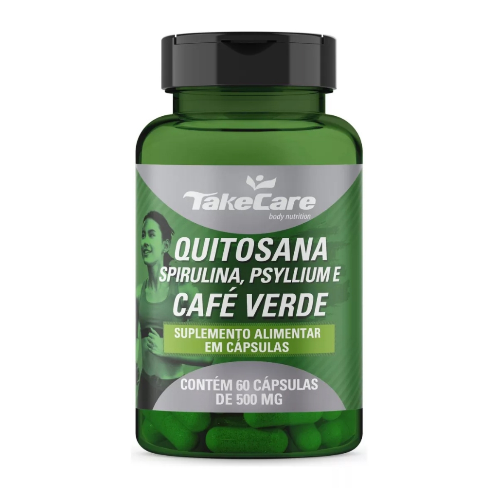Mix 4 Em 1 Quitosana + Spirulina + Psyllium + Café Verde 60 Caps Take Care em Oferta na Shopee