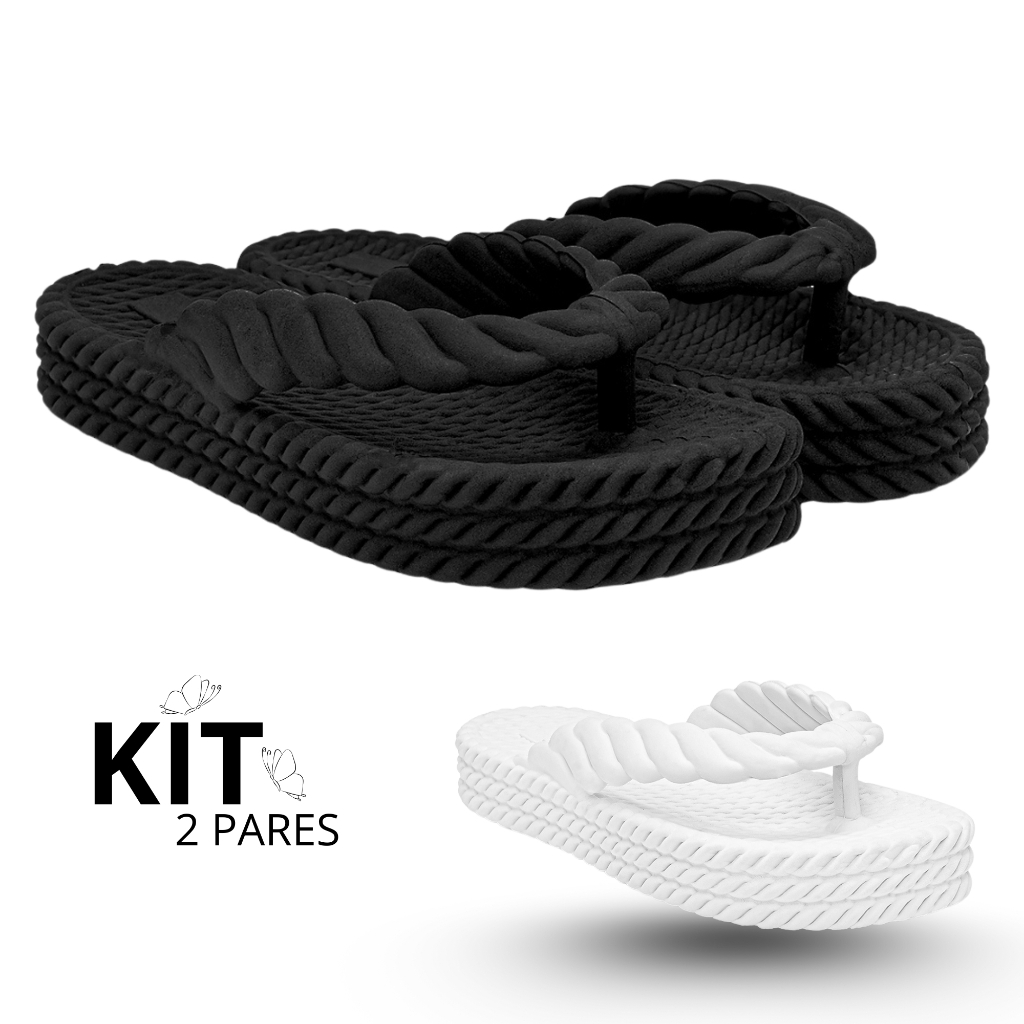 Kit Chinelo Feminino Sandália Ortopédico Plataforma 3 Tranças em Oferta na Shopee