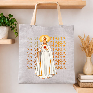 Bolsa Ecobag Material Linho Sataurno Lançamento Estampa Ave Maria Sacola Estilosa em Oferta na Shopee