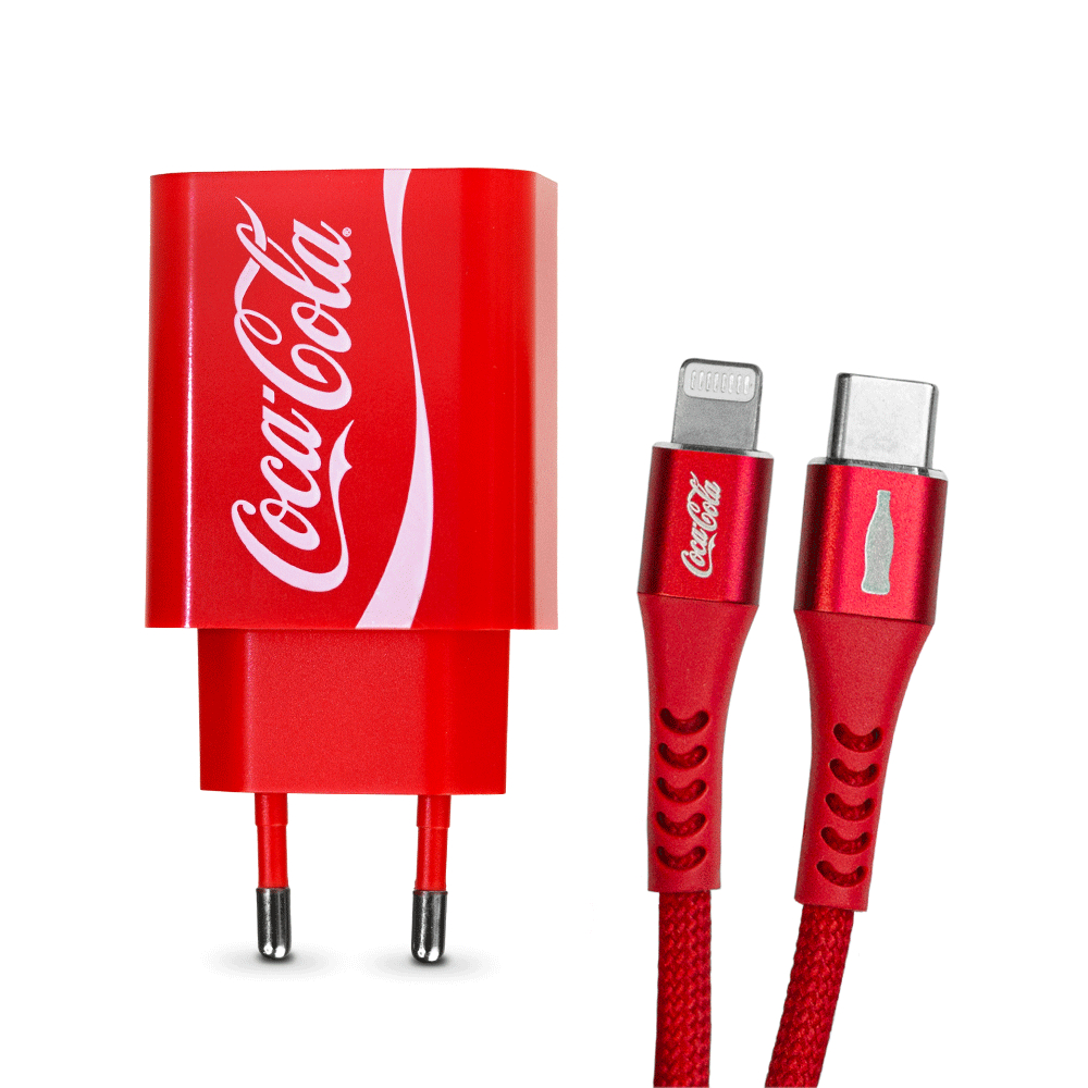 Kit de Carregamento Turbo MFi 20W Vermelho | Coca-Cola em Oferta na Shopee