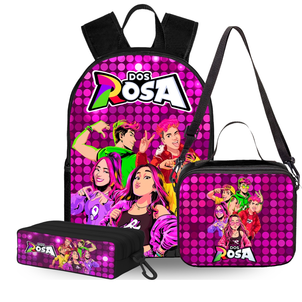 Mochila Escolar Emilly Vick e sua Turma Dos Rosa Resistente com bolsos laterais e interno