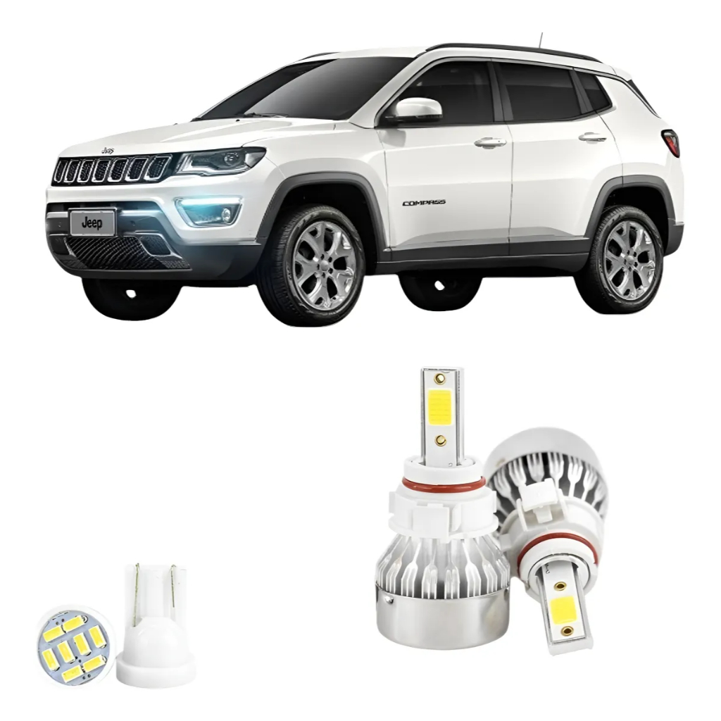 Lampadas Led Jeep Compass Drl 2017 A 2021 H16 20000lm