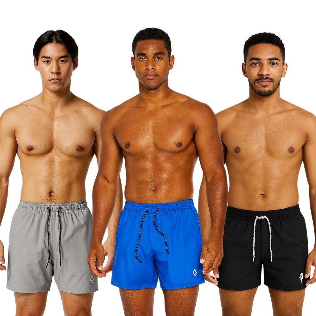 Kit 3 Shorts Masculino Tactel com Elastano Básico Leve Confortável