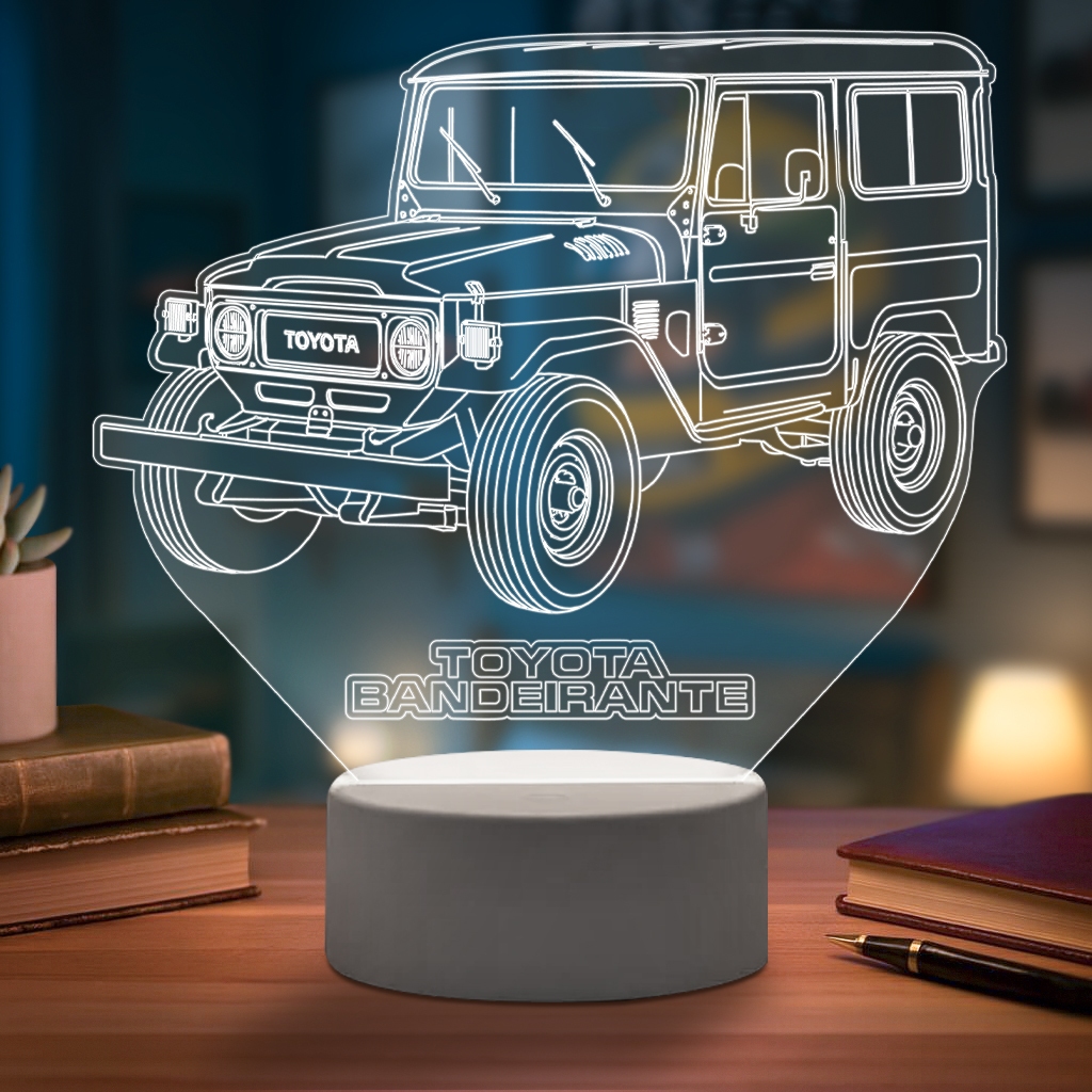 Luminaria Abajur Led Toyota Bandeirante Mesa Decoração Antiga Branco Branco 127/220v