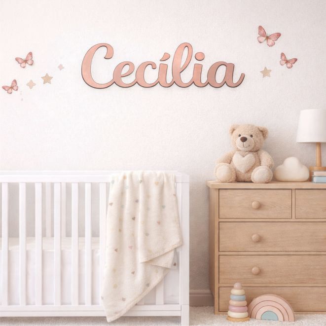 Nome Personalizado em Acrílico Espelhado | Decoração Infantil e Quarto | Fácil Instalação