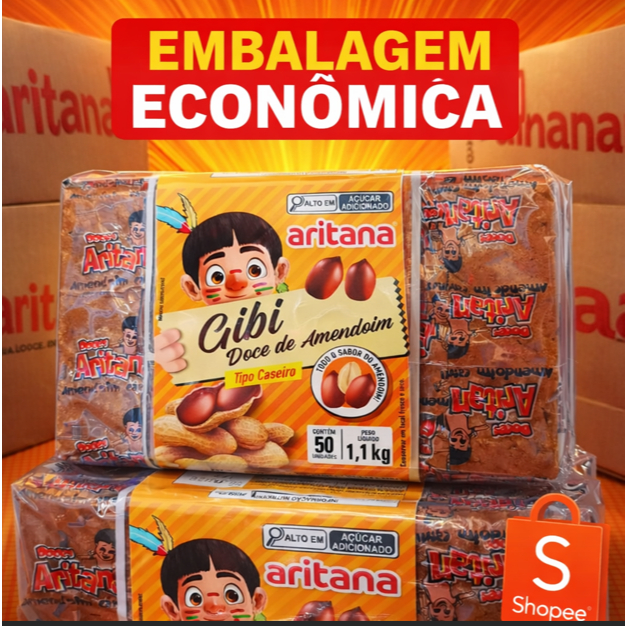 Doce Amendoim Embrulhado Aritana 1.1kg - 50 unidades - Festa em Oferta na Shopee