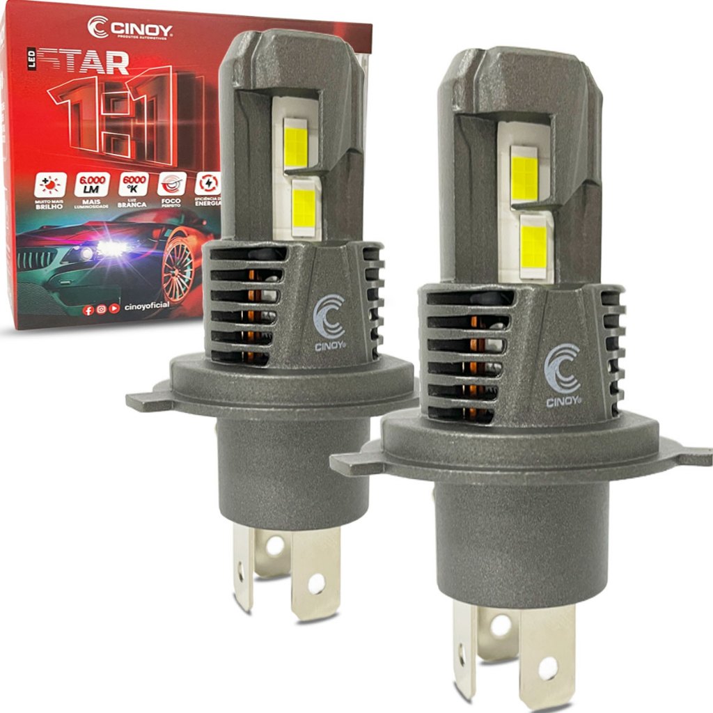 Lâmpada Led Mini Cinoy Star H1 H3 H7 H8 H9 H11 H27 HB3 HB4 em Oferta na Shopee