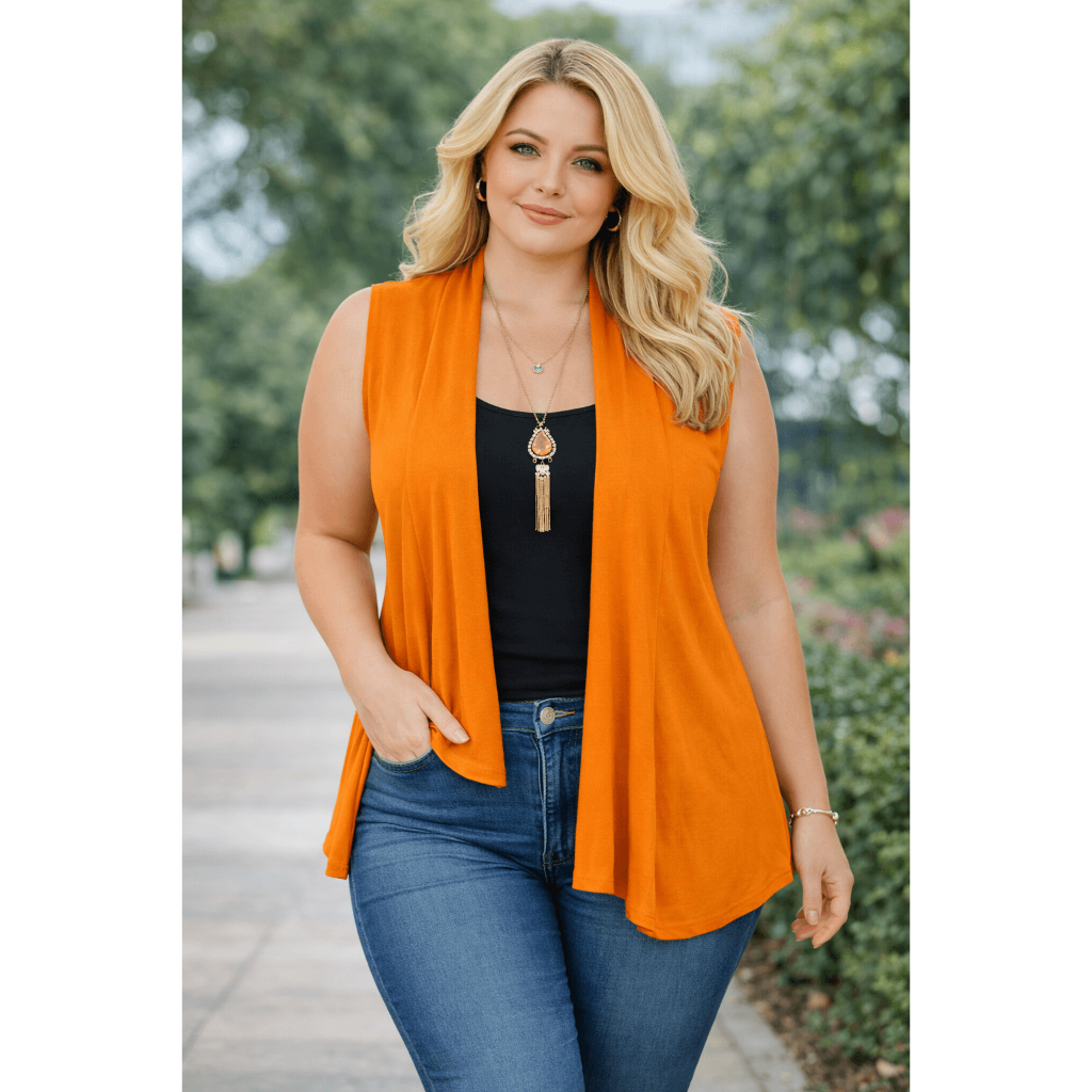 Colete Alongado Plus Size Feminino Leve Sem Manga Caimento Solto Moda Casual em Oferta na Shopee
