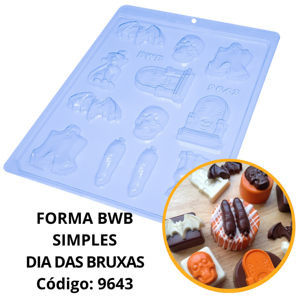 1~10 FORMA SIMPLES DIA DAS BRUXAS CÓD.:9643 (i9) EM ACETATO BWB PARA BOMBOM E DOCES DE CHOCOLATE E CONFEITARIA em Oferta na Shopee