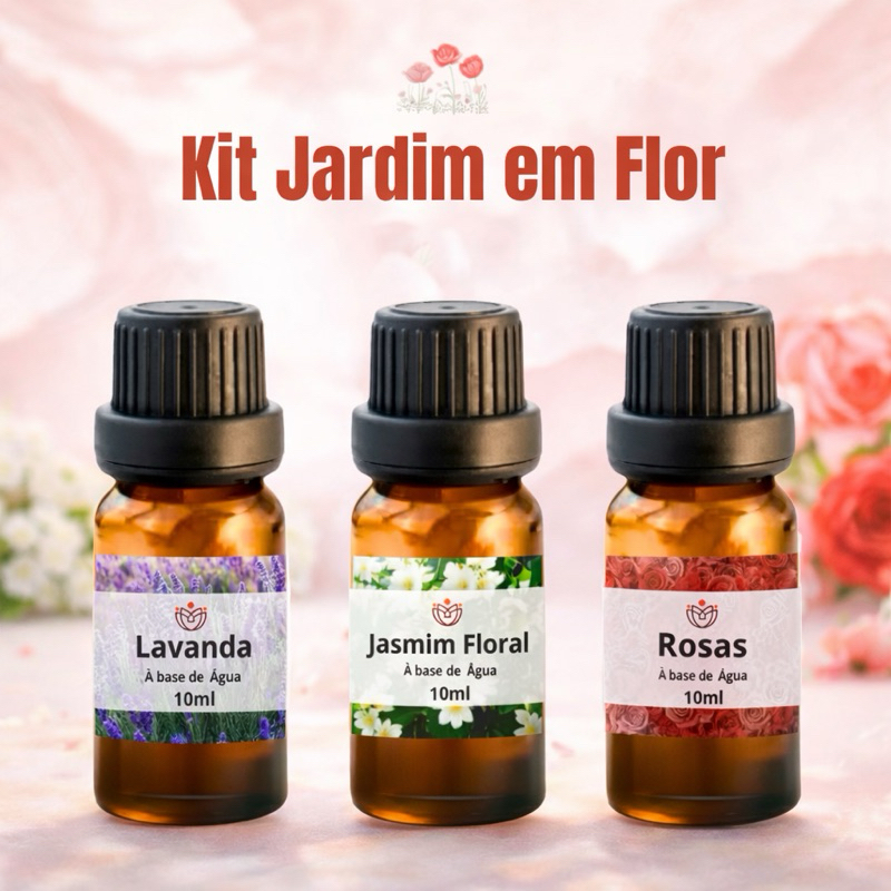 Kit Jardim em flor  3 Essências  a Base de aguá para umidificador e difusor de ambiente em Oferta na Shopee