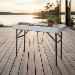 Mesa Portátil Dobrável Com Escoamento Para Camping Pesca Rancho Pode Usar Como Mesa de Gelo